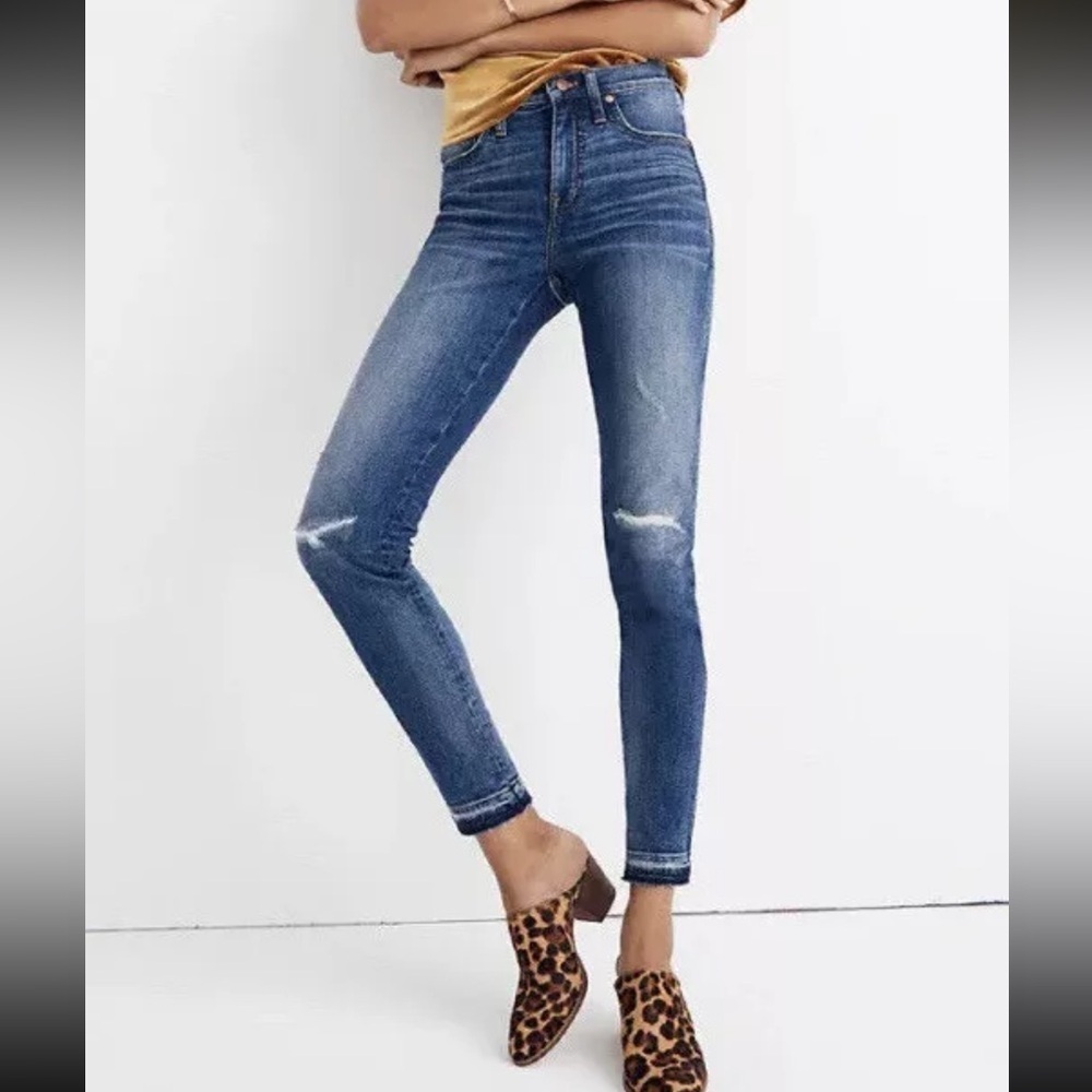 Madewell 9" High-Rise Skinny Ripped & Repaired York Wash Denim Jeans 24P